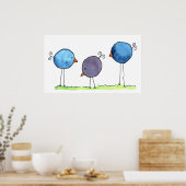 Drie Poster van Waterverf vogels (Keuken)