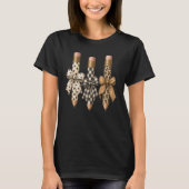 Drie Potloden Coquette Strik Luipaard Strepen Stip T-shirt (Voorkant)