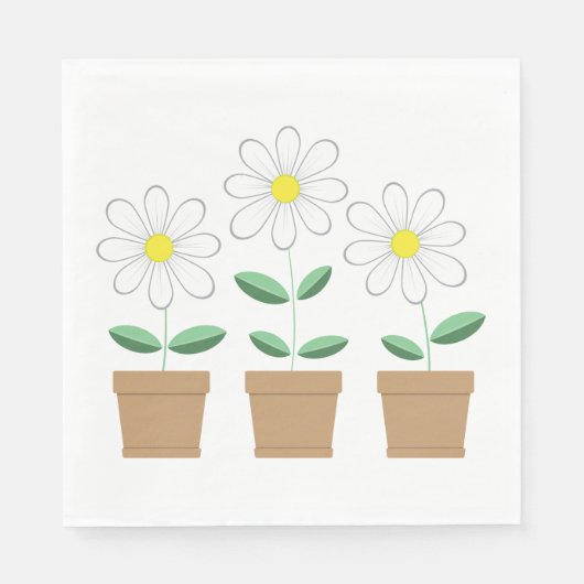 Drie Potted Daisies Servet (Voorkant)