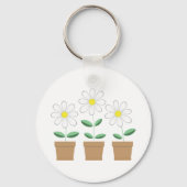 Drie Potted Daisies Sleutelhanger (Voorkant)