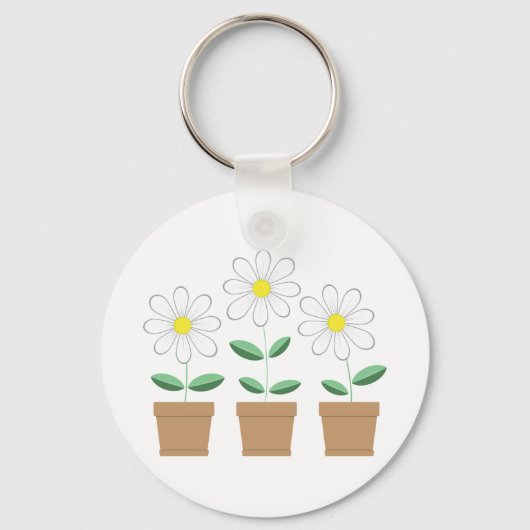 Drie Potted Daisies Sleutelhanger (Achterkant)