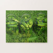 Drie potten komkommers en Dill op gras Legpuzzel (Horizontaal)