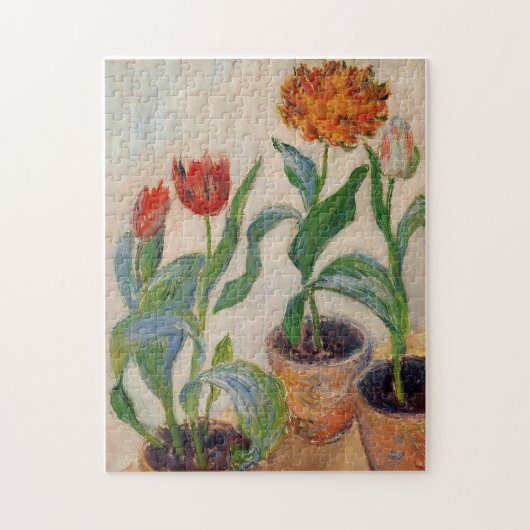 Drie potten Tulps Monet Fine Art Legpuzzel (Verticaal)