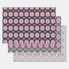 Drie prachtige coördinerende Design met roze Inpakpapier Vel