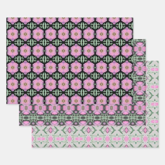 Drie prachtige coördinerende Design met roze Inpakpapier Vel (Set)