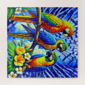 Drie prachtige papegaaien legpuzzel (Horizontaal)