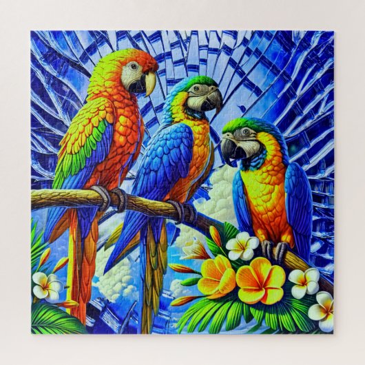 Drie prachtige papegaaien legpuzzel (Verticaal)