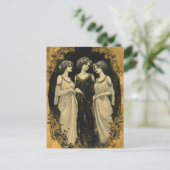 Drie prachtige vintage vrouwen briefkaart (Staand voorkant)