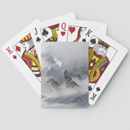 Drie prachtige wolven in de wintersneeuw pokerkaarten (Achterkant)