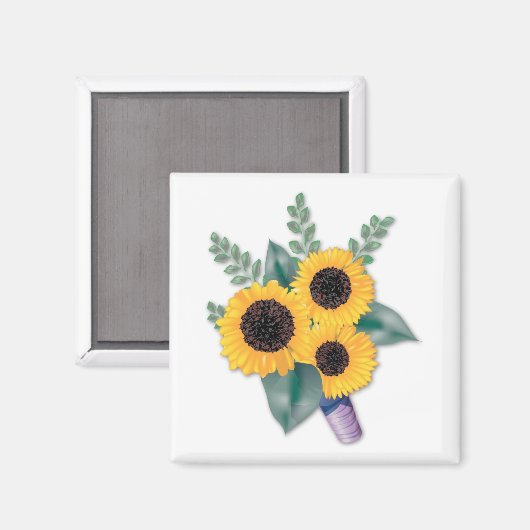 Drie prachtige zonnebloemen magneet (Voorkant / Achterkant)