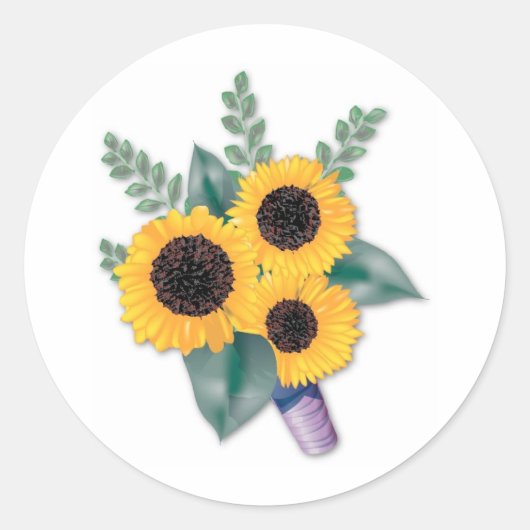 Drie prachtige zonnebloemen ronde sticker (Voorkant)