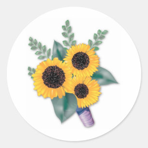 Drie prachtige zonnebloemen ronde sticker