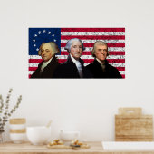 Drie Presidenten en de Amerikaanse vlag Poster (Keuken)