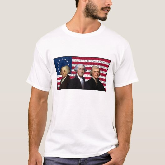 Drie Presidenten en de Amerikaanse vlag T-shirt (Voorkant)