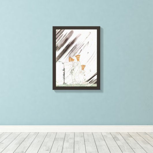 Drie prinsessen in de Blauwe Berg door Kay Nielsen Canvas Afdruk (Insitu (Houten vloer))