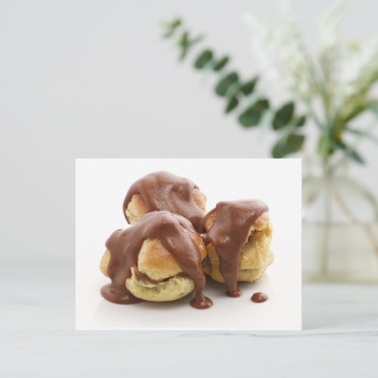 drie profiteroles briefkaart (Staand voorkant)