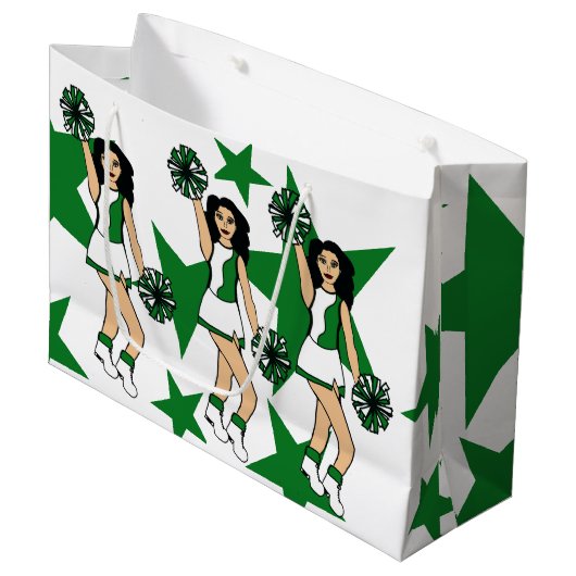 Drie Proost Aangepaste Gift Bag Groen #2 Groot Cadeauzakje (Voorkant Gekanteld)