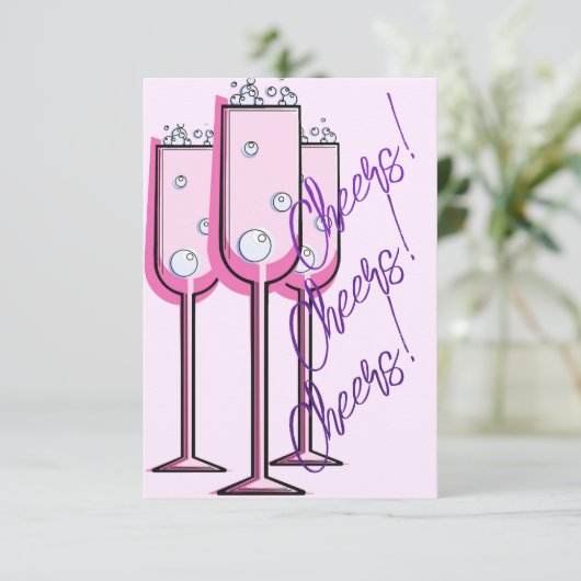 Drie Proost Uitnodiging voor vrijgezellen (Staand voorkant)