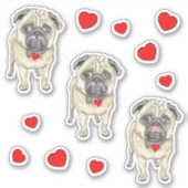 Drie pug-honden sticker (Voorkant)