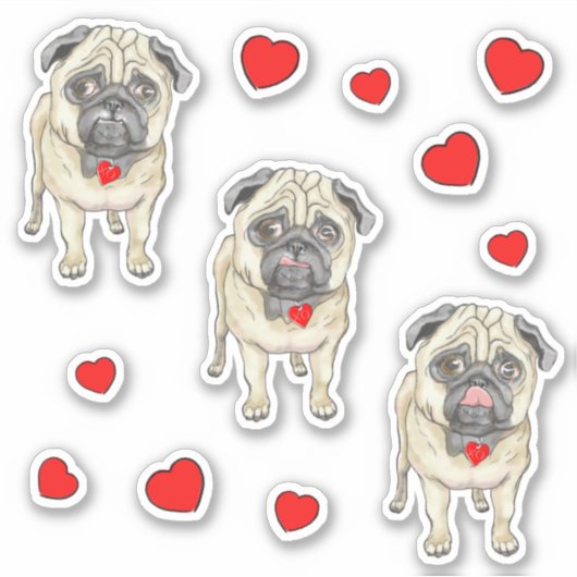 Drie pug-honden sticker (Voorkant)