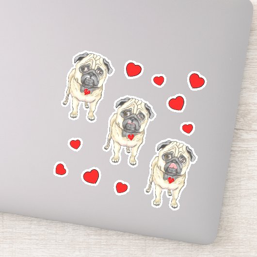 Drie pug-honden sticker (Detail)