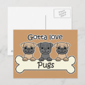 Drie pugs briefkaart (Voorkant / Achterkant)