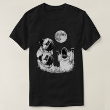 Drie Pugs die naar de Maan Huilen Hemels Vintage