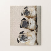 Drie pugs in rij legpuzzel (Verticaal)