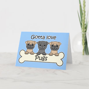 Drie pugs kaart