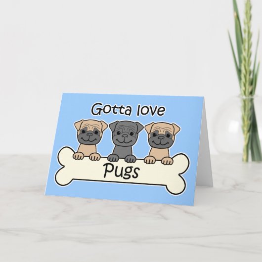 Drie pugs kaart (Voorkant)