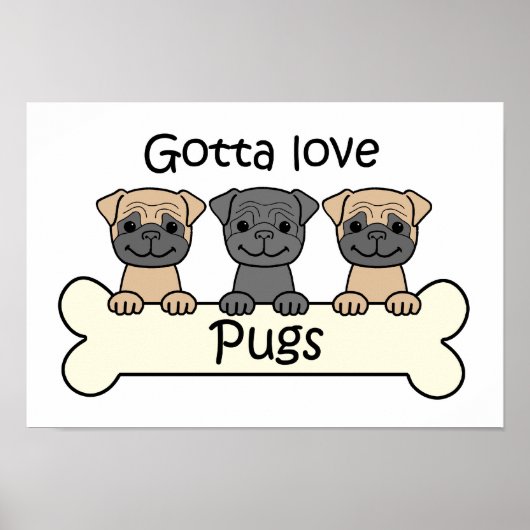 Drie pugs poster (Voorkant)