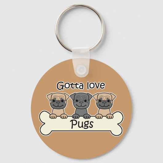 Drie pugs sleutelhanger (Voorkant)