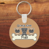Drie pugs sleutelhanger (Voorkant)
