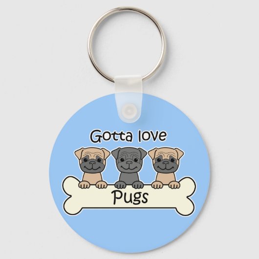 Drie pugs sleutelhanger (Voorkant)