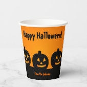 Drie Pumpkins Halloween Party Paper Cups Papieren Bekers (Voorkant)
