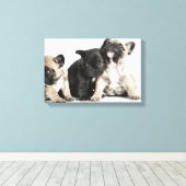 Drie Puppies Canvas Afdruk (Insitu (Houten vloer))