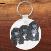 Drie puppies met zwarte of zilveren Speelgoed Sleutelhanger (Voorkant)
