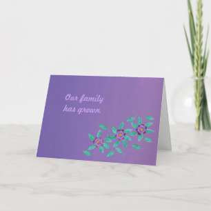 Drie Purple Flowers Adoption Aankondiging Kaarten