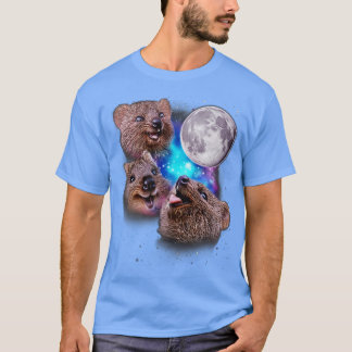 Drie Quokkas Howl op de Maan T-shirt