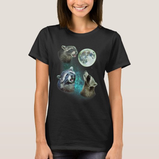 Drie Racoons Howl bij Moon 3 Wolfs - Funny Wolven T-shirt (Voorkant)