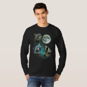Drie Racoons Howl bij Moon 3 Wolfs - Funny Wolven T-shirt (Voorkant volledig)