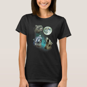 Drie Racoons Howl bij Moon 3 Wolfs Parody T-shirt