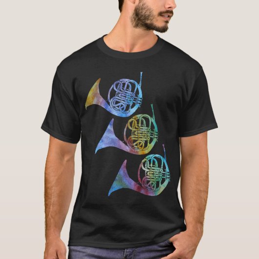 Drie Rainbow French Horns T-shirt (Voorkant)