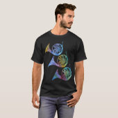 Drie Rainbow French Horns T-shirt (Voorkant volledig)