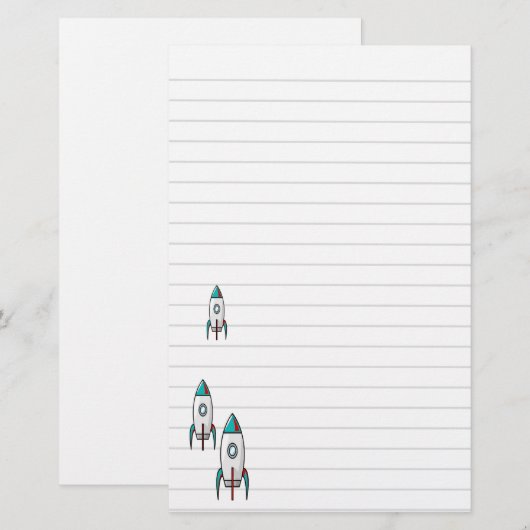 Drie raketschepen en lijnen briefpapier (Voorkant / Achterkant)