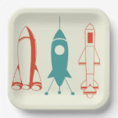 Drie raketten voor ruimtevaart papieren bordje (Voorkant)