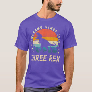 Drie Re 3e Verjaardag hird Dinosaur 3 Jaar Oude me T-shirt