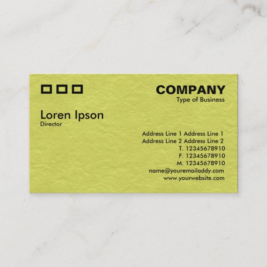 Drie Rechthoeken - Geel papier met papierstructuur Visitekaartje (Voorkant)