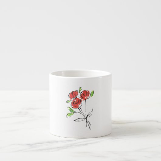 Drie Red Roses Bouquet | Espresso Kop (Voorkant)