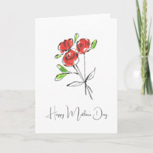 Drie Red Roses Bouquet Fijne Kaart op moederdag